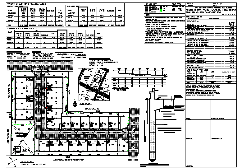 Office plan, elevation and section detail dwg file
