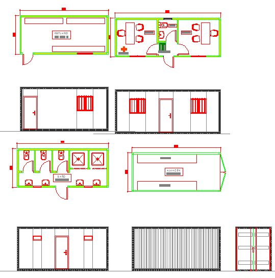 Office plan elevation and architectural drawings