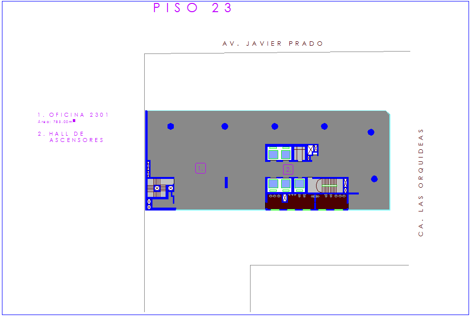Office 23 number floor plan view dwg file