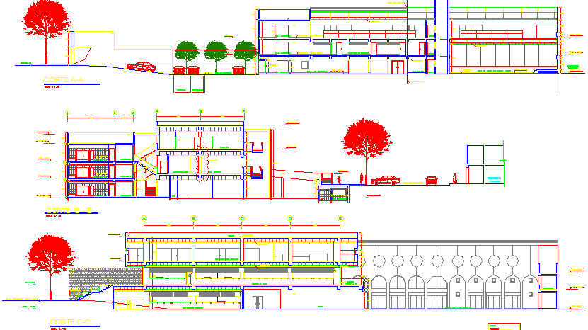 Office 2d elevation details dwg file and building design