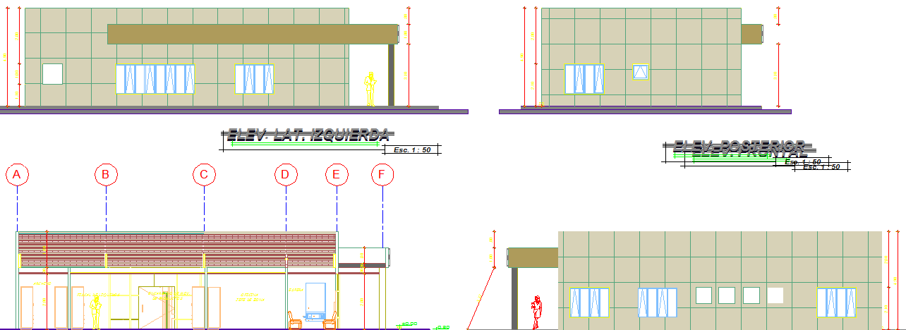Office 2d elevation details dwg file and building design