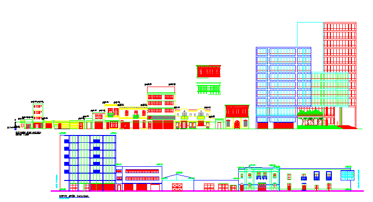 Office 2d elevation details dwg file and building design