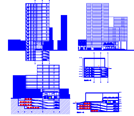Office 2d elevation details dwg file and building design