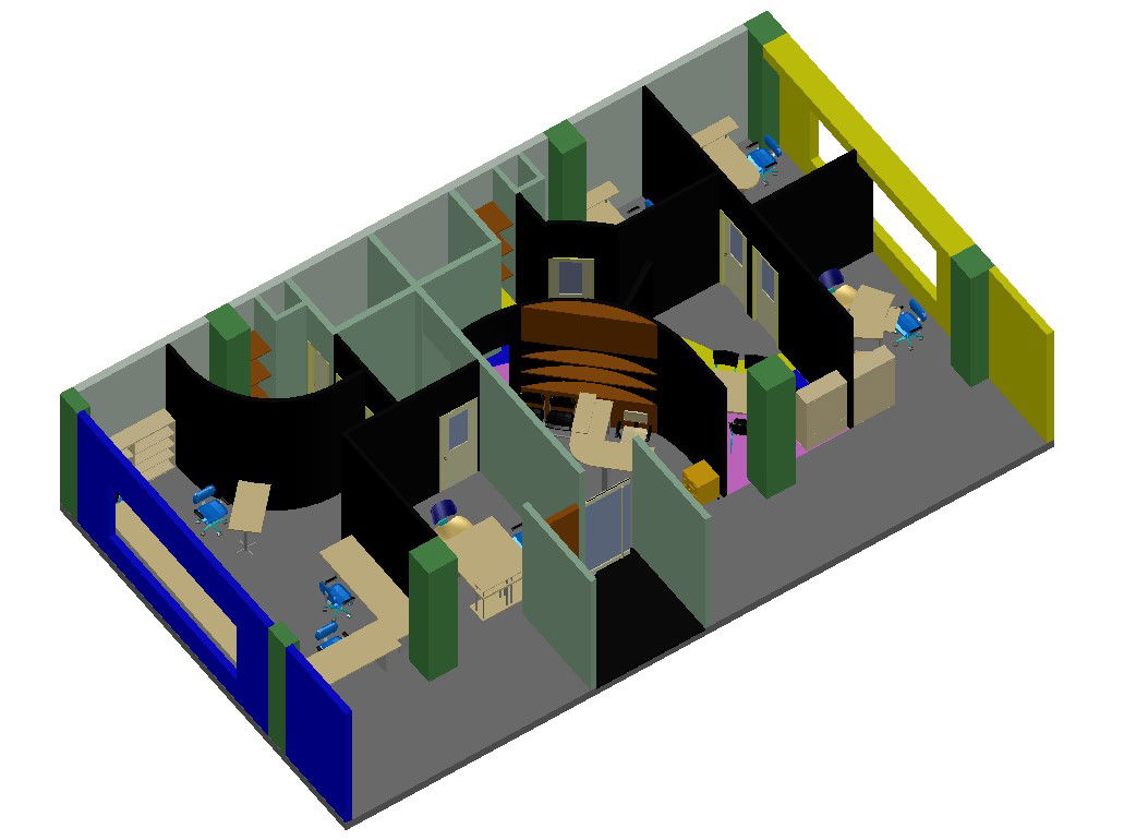 3D Model of Office Building in CAD model plan Layout Format files