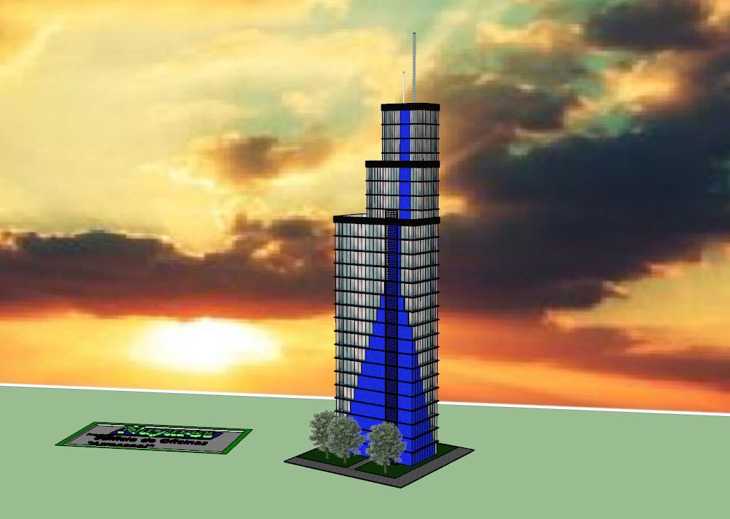 Showing Office Building Front Elevation Drawing design DWG File