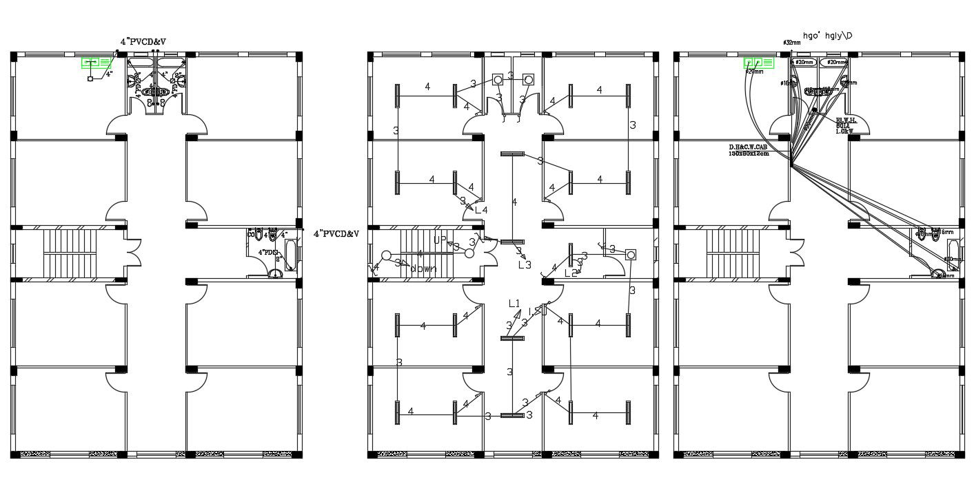 Office Building Plumbing And Electrical Wiring Layout Plan