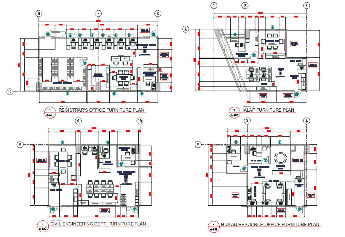 Office Department Furniture Plan DWG File