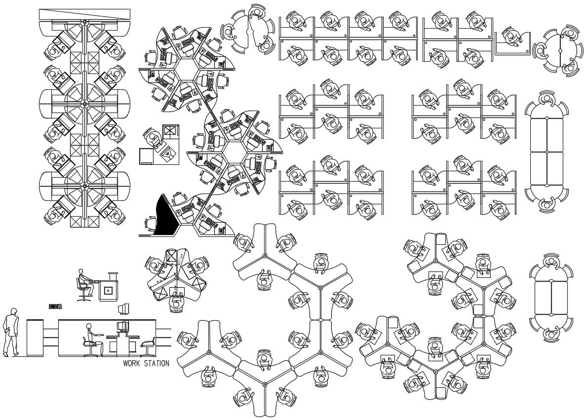 Office Furniture CAD Drawing File with Table and Desk Layout Design