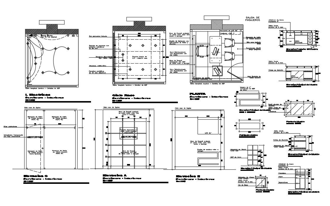 Office Elevation and Plan With design DWG File