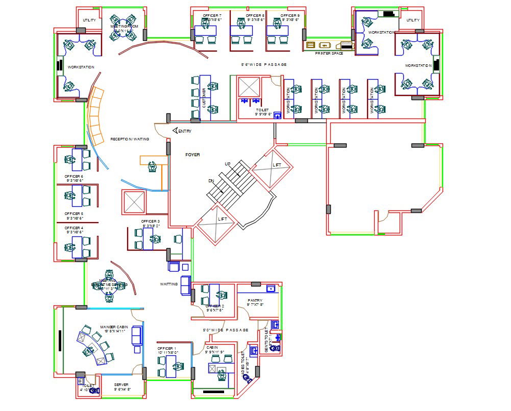 Office Floor Plan Layout AutoCAD File