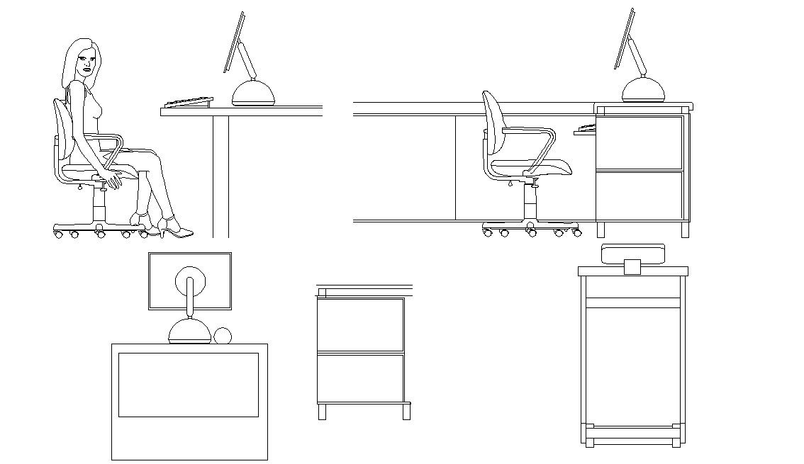 Office Furniture Elevation Design CAD BLocks