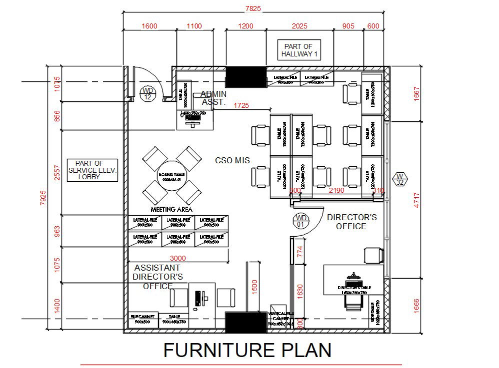 Office Furniture Plan AutoCAD File