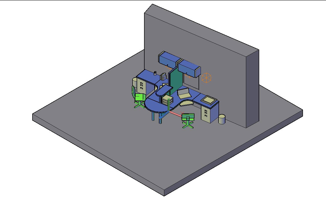Office Furniture Two Attached Table With DWG File
