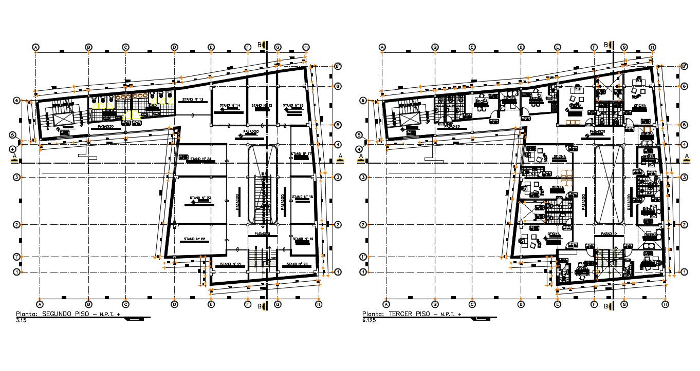 Office Plan Layout with Dimension CAD File