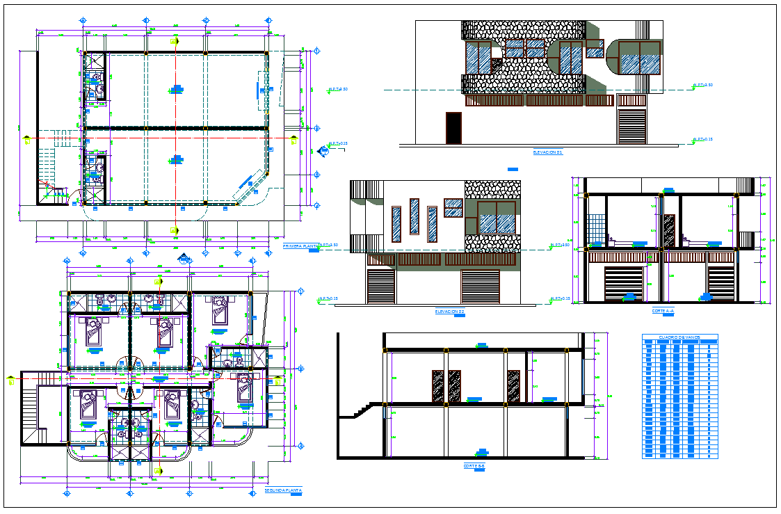 Office Residence detail drawing with elevation design