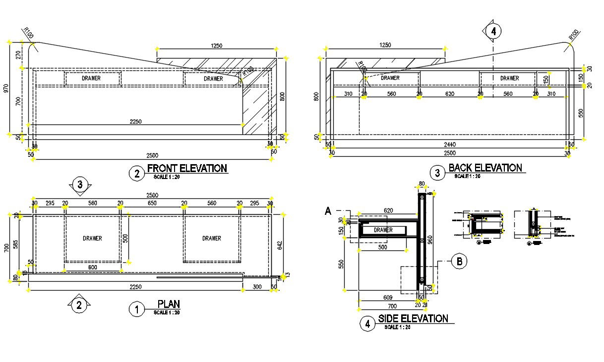 Office Table AutoCAD Drawing File for Furniture Layout