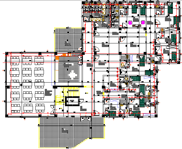 Office and seminary center architecture layout plan details dwg file
