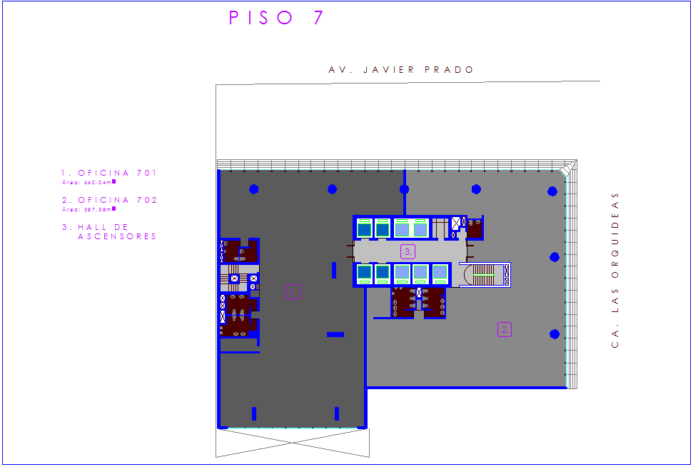 Office architectural plan for seventh floor dwg file