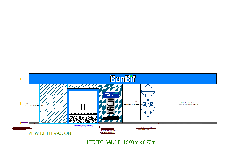 Office area elevation view dwg file