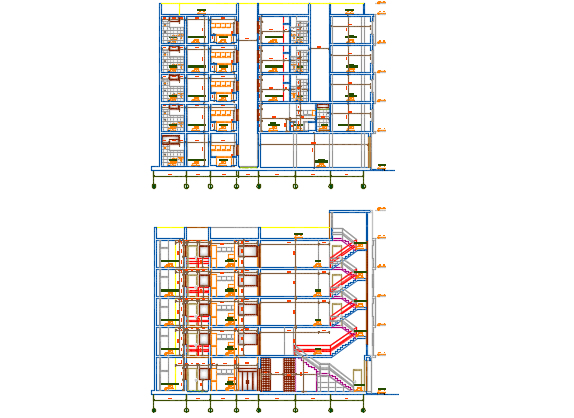 Office building First floor plan and second floor detail dwg file
