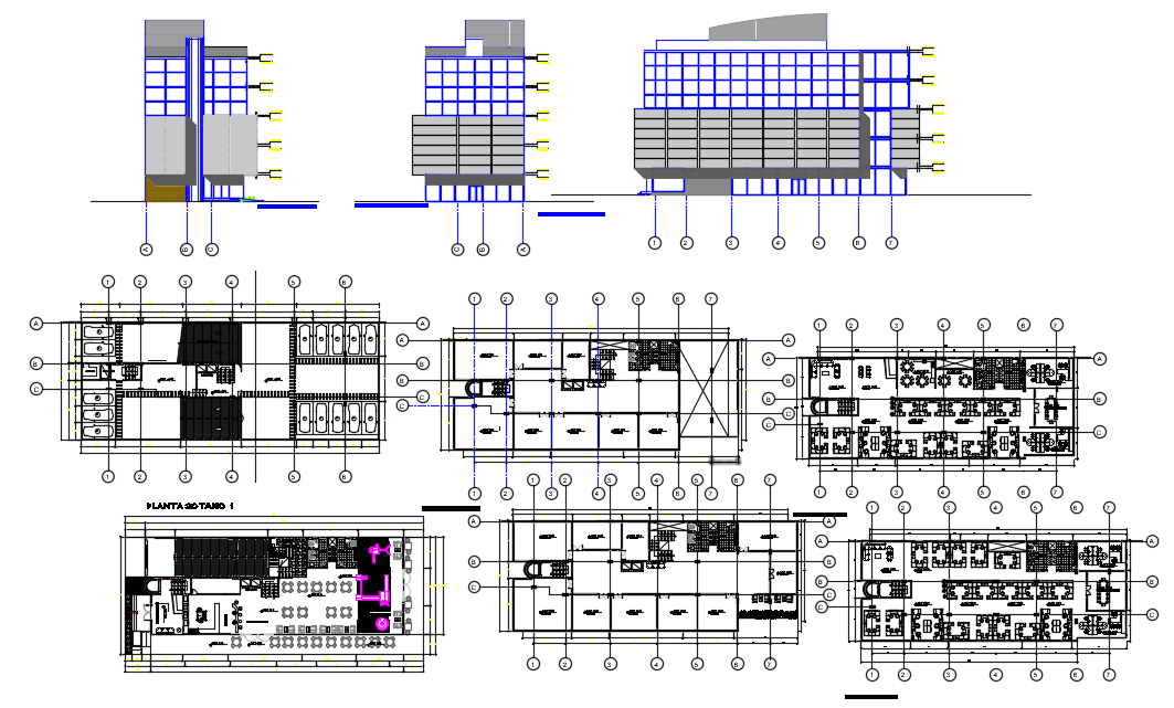 Office building and gallery dwg file