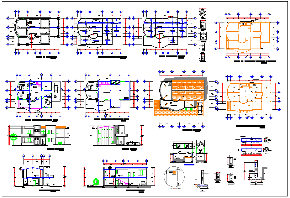 Office building common offices property plan layout detail dwg file