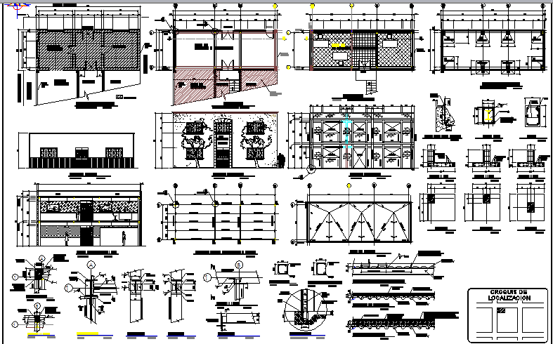 Office building construction and cut sectional details dwg file