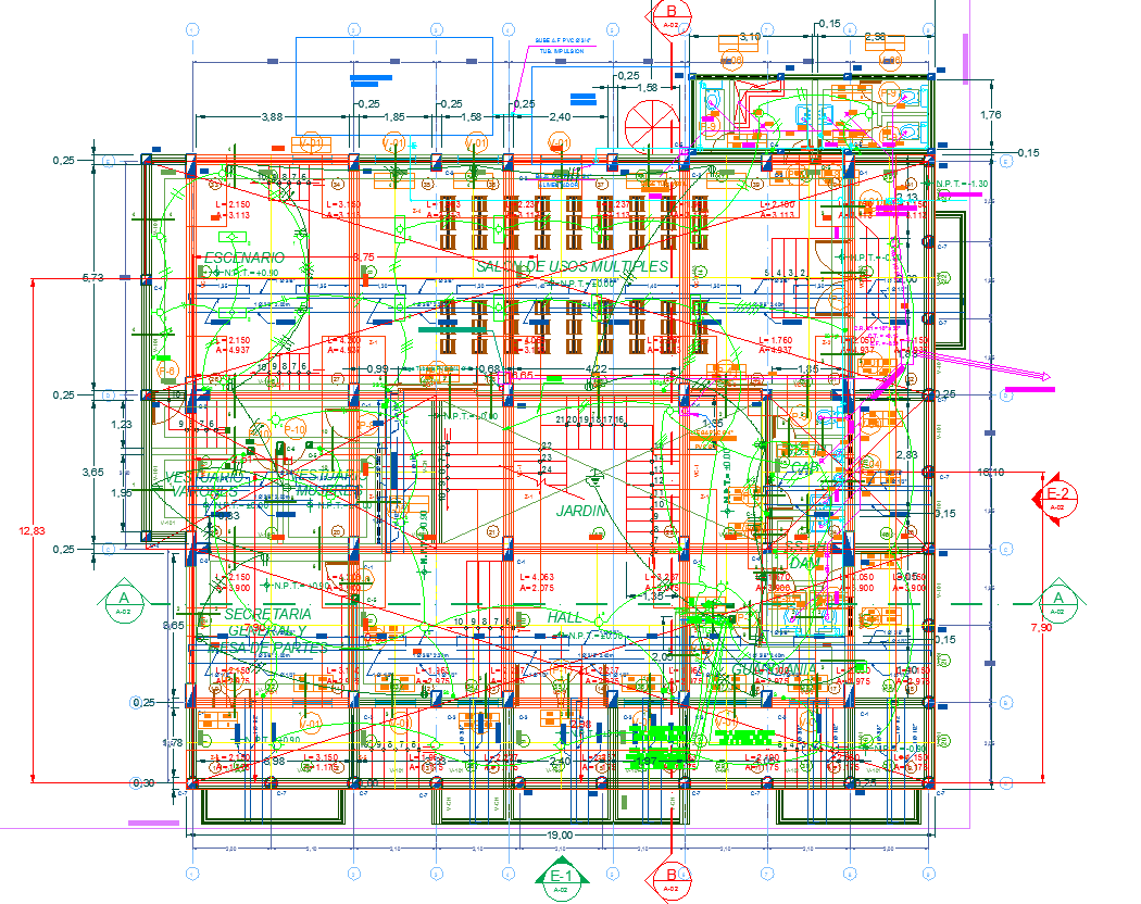 Office building electric plan layout and plan layout view detail dwg file