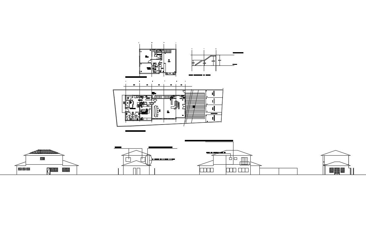 Office building elevation, section plan and furniture layout details dwg file