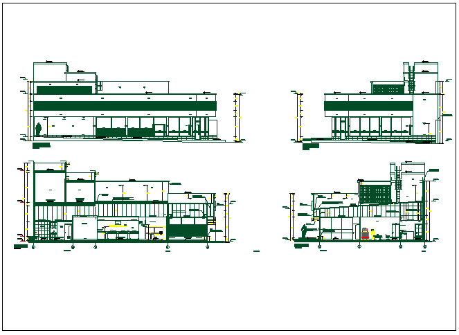 Office building elevation section view detail dwg file