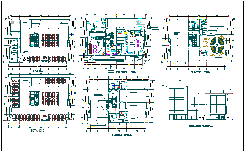 Office building floor plan detail and foundation plan layout detail dwg file