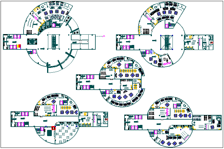Office building floor plan detail view dwg file