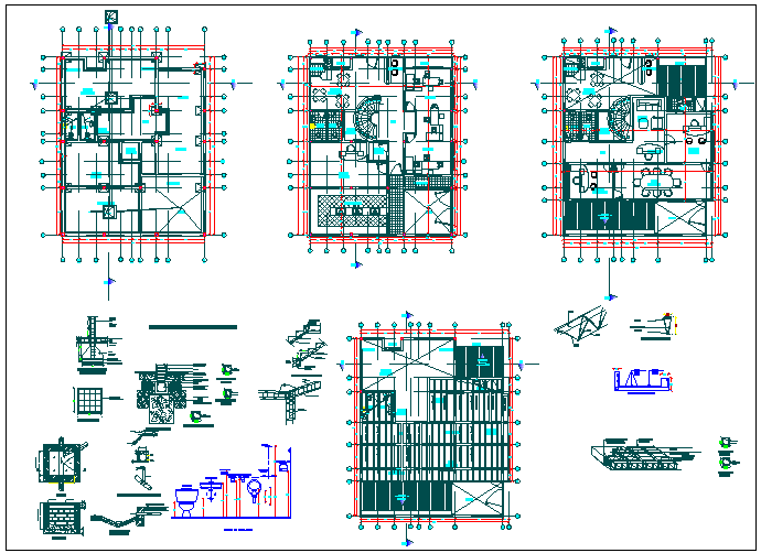 Office building floor plan detail view dwg file