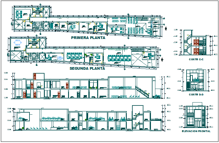 Office building floor plan detail view dwg file