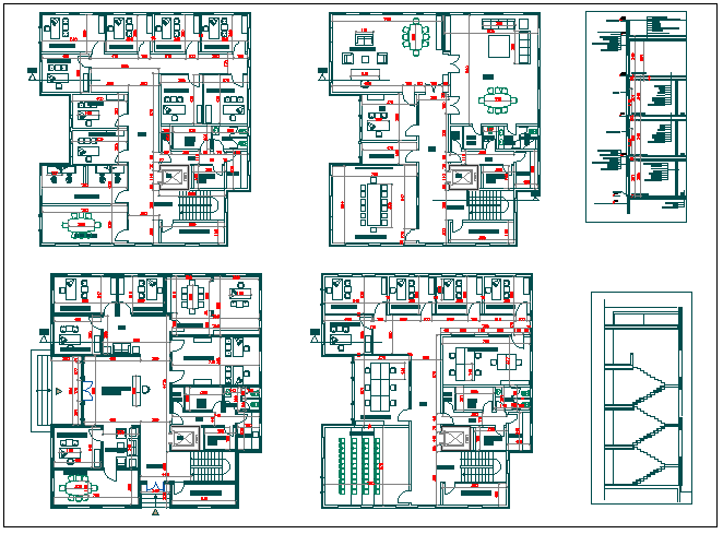 Office building floor plan detail view dwg file
