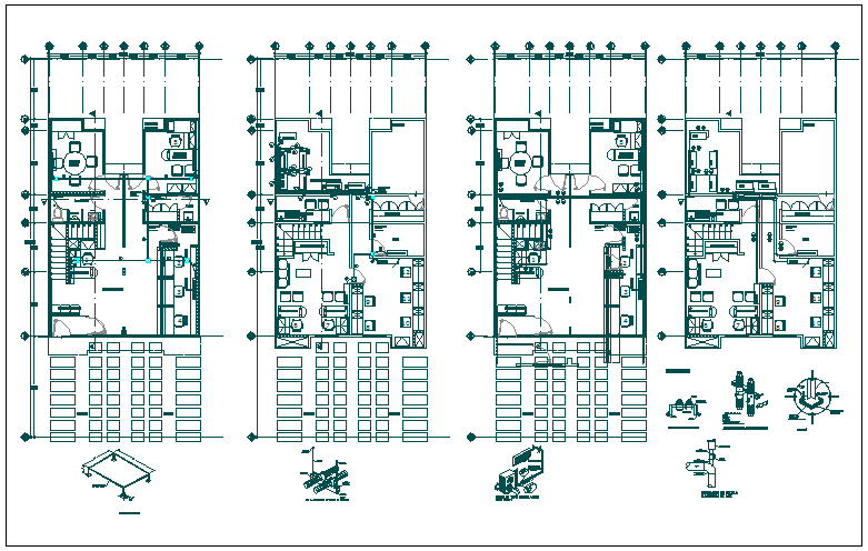 Office building floor plan detail view dwg file