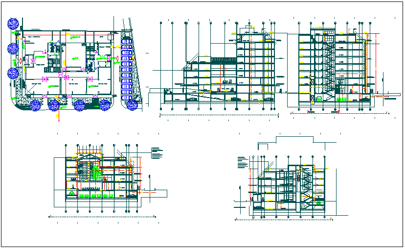 Office building floor plan detail view dwg file