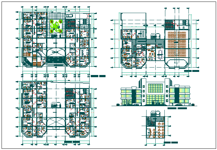 Office building floor plan detail view dwg file