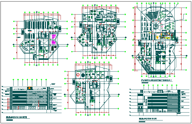 Office building floor plan detail view dwg file