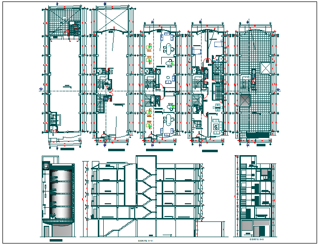 Office building floor plan detail view dwg file