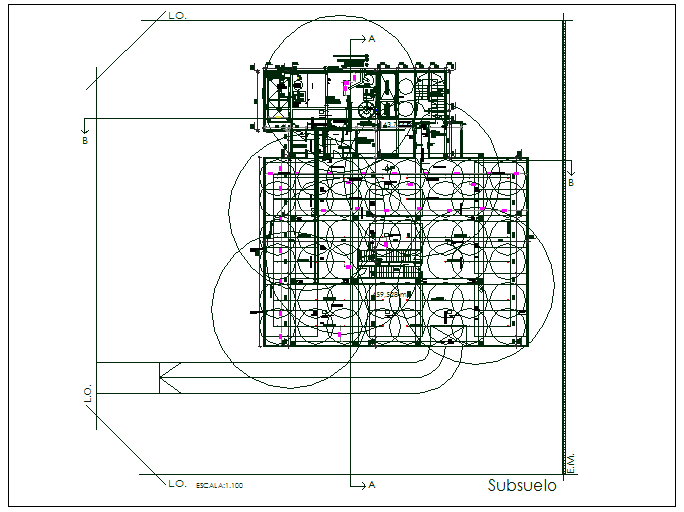 Office building floor plan detail with balance sheet data dwg file