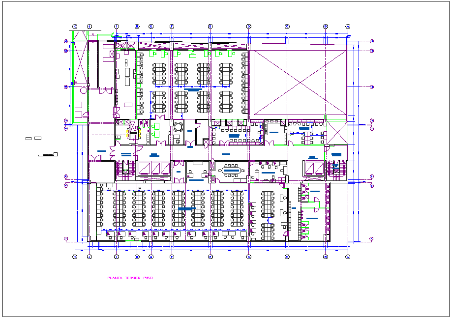 Office building floor plan for Washington dwg file