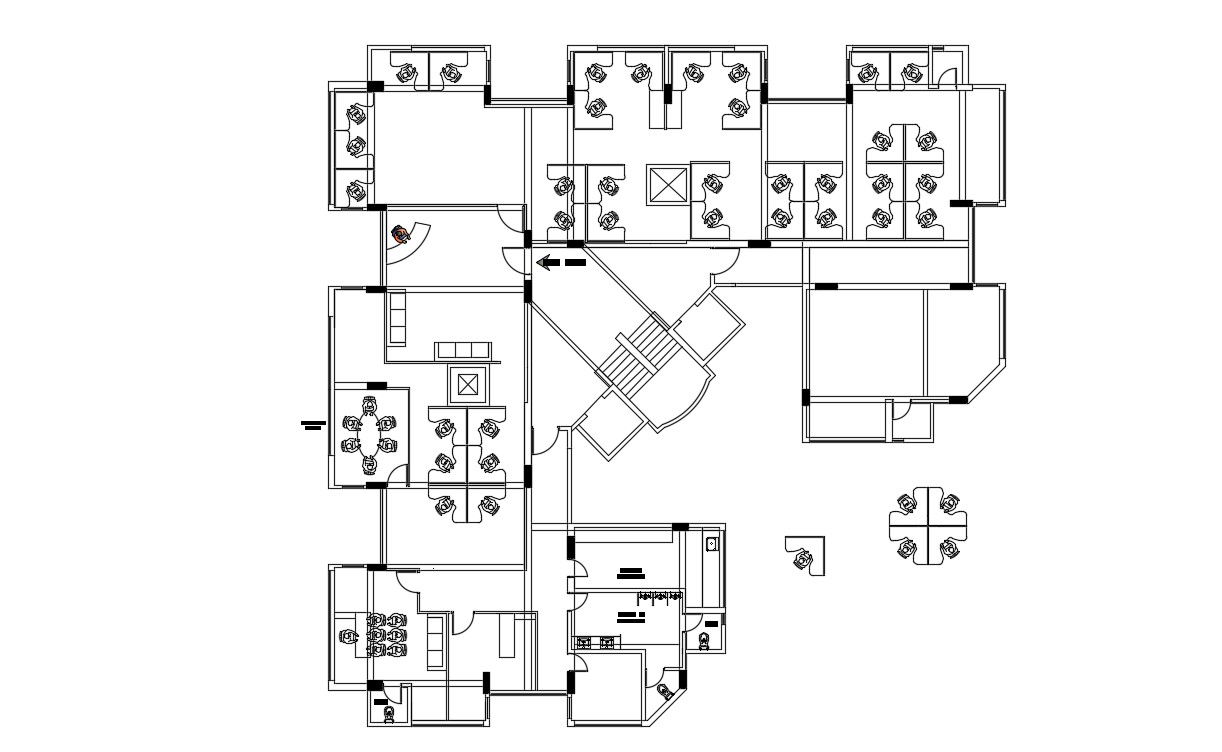 Office building furniture Layout Plan AutoCAD Drawing
