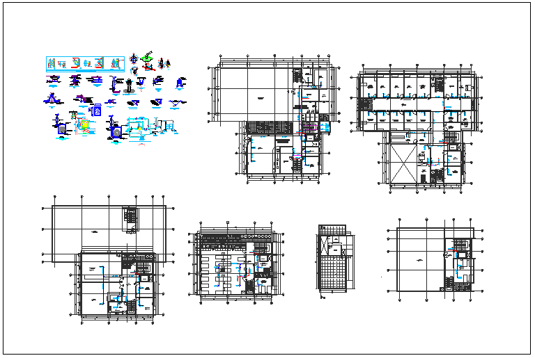 Office building plan design view detail information floor wise dwg file