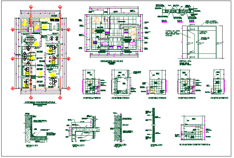 Office building plan detail dwg file