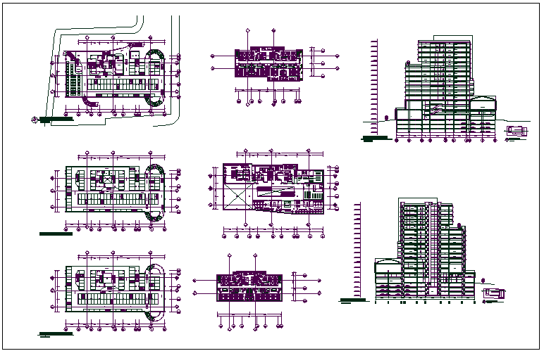 Office building plan detail view dwg file