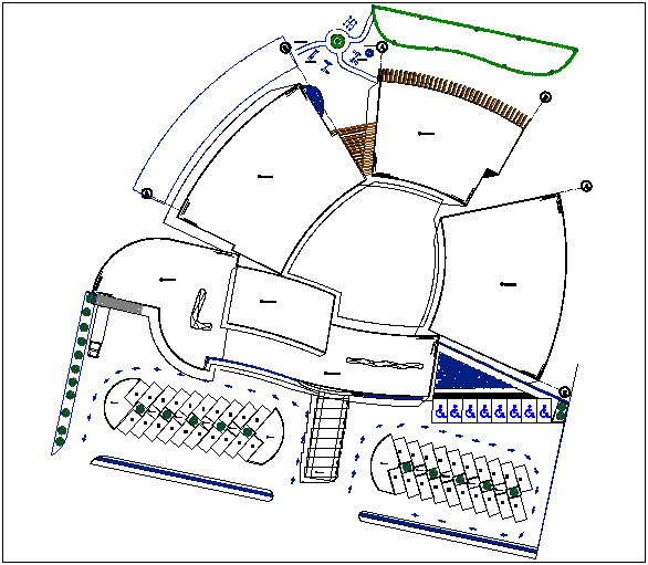 Office building plan detail view dwg file
