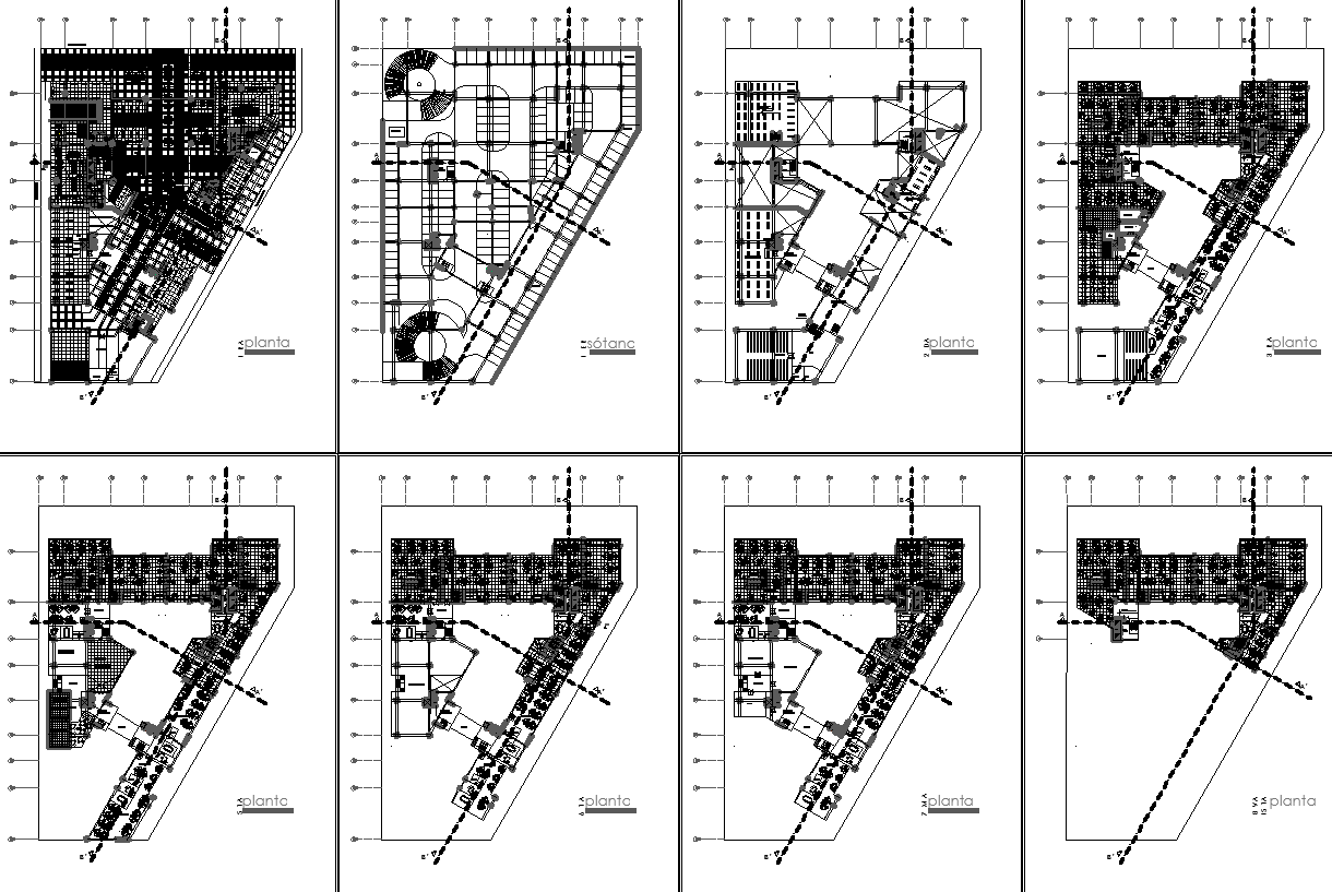 Office building plan detail view dwg file