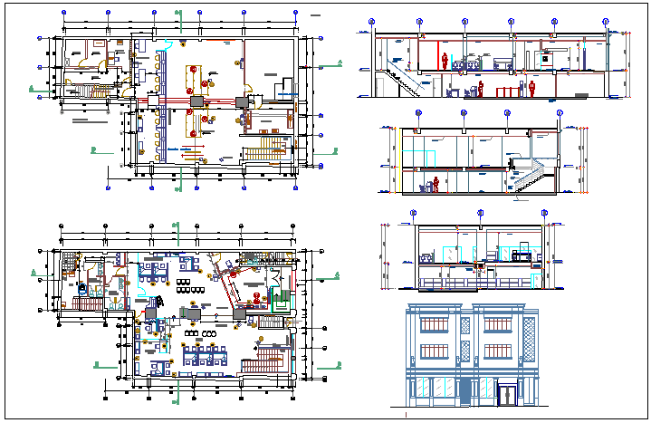 Office building plan detail view dwg file