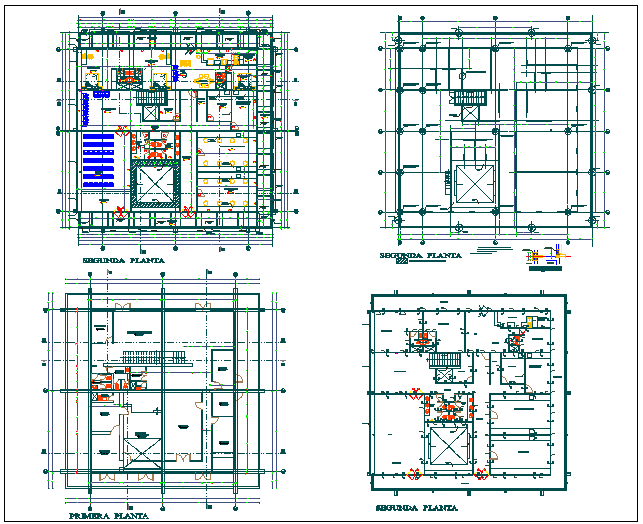 Office building plan detail view dwg file